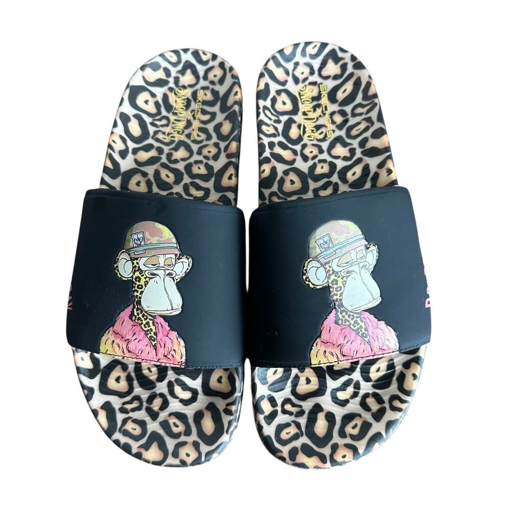 Skechers X Snoop Dogg Men’s Dr. Bombay Hype Slide Sandals Black Leopard Size 11